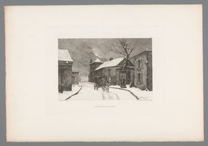 Gezicht op de Rue des Rosiers in Montmartre door Charles Joseph Beauverie