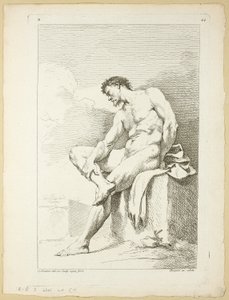Figuur, uit Seconde livre de figures d’Academies gravées en Partie par les Professeurs de l’Académie Royale door Charles Joseph Natoire