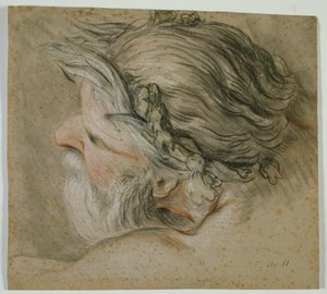 Hoofd van een zeegod door Charles Joseph Natoire