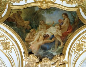 De nimfen halen het lichaam van Psyche weg door Charles Joseph Natoire