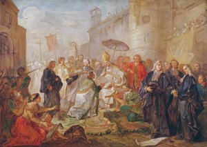 De plechtige intocht van Monseigneur Nicolas-Joseph de Paris als bisschop van Orléans in 734, 1745