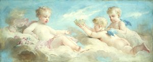 Putti dartelend in de wolken