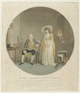 Vrouw met een witte roos en een man op een stoel door Charles Knight