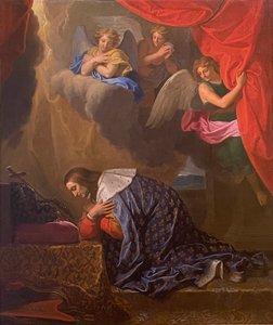 Frans: Saint Louis in gebed, verering van de doornenkroon