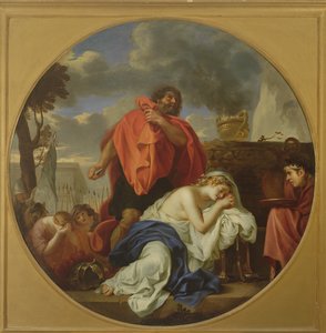Jephthah op het punt zijn dochter te offeren door Charles Le Brun