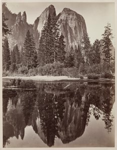 Kathedraalrotsen en reflecties, Yosemite, 1864