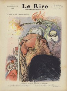 Karikatuur van Tsaar Ferdinand I van Bulgarije. Illustratie voor Le Rire