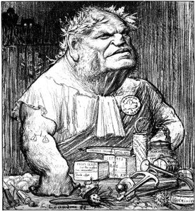 Karikatuur van Rene Berenger (1830-1915) in de satirische krant 