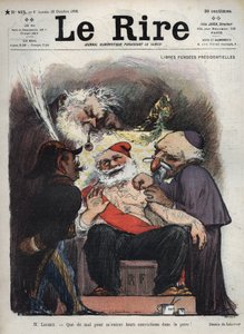 Emile Loubet - Gratis presidentiële pensioenen - Meneer Loubet - Het is moeilijk om hun overtuigingen in mijn huid te krijgen! - (Charles Leandre (1862-1934) bespot de staat, de kerk en het leger aan het bed van president LOUBET, bedekt met maçonnieke en a door Charles Leandre