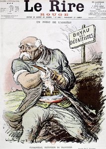 Georges Clemenceau (1841-1929) Franse politicus, cartoon door Leandre die hem toont als de schoonmaker van de loopgraven, gepubliceerd in de krant "Le Rire" 16 februari 1918 door Charles Leandre