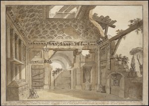 Ontwerp voor de schilderijen in de cel van Vader Lesueur in het klooster van Santissima Trinita dei Monti in Rome door Charles Louis Clerisseau