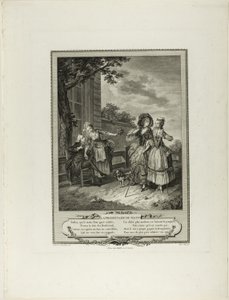 Ochtendwandeling, van Monument du Costume Physique et Moral de la fin du Dix-huitième siècle door Charles Louis Lingée