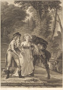 De teruggegeven kus door Charles Louis Lingée after Jacques Louis François Touzé
