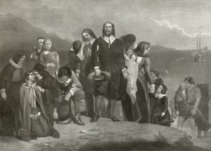 De landing van de Pilgrim Fathers in Amerika, 1620 door Charles Lucy