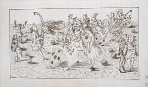 Alice en de Rode Koningin spelen croquet, illustratie uit Hoofdstuk IV van 