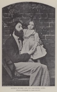 Arthur Hughes en zijn dochter Agnes (zwart-wit foto) door Charles Lutwidge Dodgson