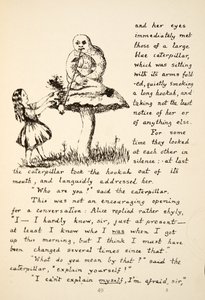Alice krijgt advies van de Blauwe Rups, illustratie uit Alice