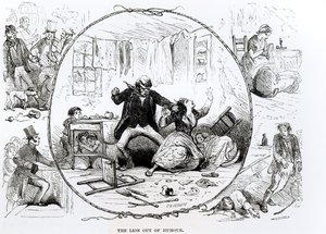 De leeuw zonder humor (gravure) (z/w foto) door Charles M. Gorway