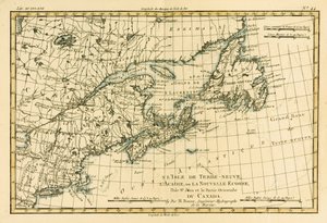 Oost-Canada, Newfoundland, Nova Scotia en St John Island, uit Atlas de Toutes les Parties Connues du Globe Terrestre door Guillaume Raynal (1713-96), gepubliceerd door J L Pellet, Genève, 1780