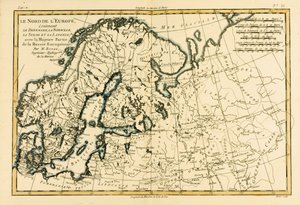 Noord-Europa, inclusief Denemarken, Noorwegen, Zweden en Lapland, met het grootste deel van West-Rusland, uit Atlas de Toutes les Parties Connues du Globe Terrestre door Guillaume Raynal (1713-96) gepubliceerd in Genève