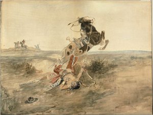 Gevallen Indiaanse Krijger door Charles Marion Russell