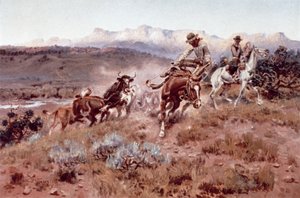 Veedrijver op de Musselshell door Charles Marion Russell