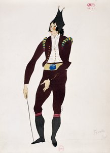 Kostuum voor het personage van Fiorello uit De Barbier van Sevilla door Gioacchino Rossini, schets door Charles Martin door Charles Martin