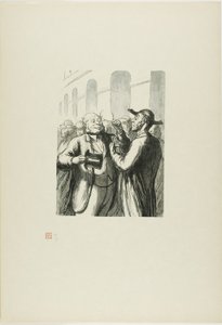 Op de Wereldtentoonstelling: Veiligheidscontrole bij de ingang: de kale moeten hun hoeden afnemen, en de bijzienden moeten hun brillen afzetten