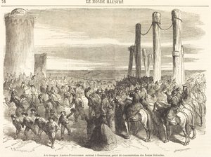 De Oostenrijks-Pruisische troepen betreden Hamburg... [bovenste helft] door Charles Maurand after Godefroy Durand
