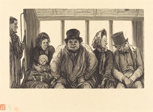 Interieur van een Omnibus door Charles Maurand after Honoré Daumier