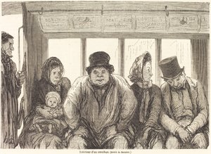 Interieur van een omnibus [onderste helft] door Charles Maurand after Honoré Daumier