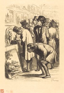 Een Zaal van het Hotel Drouot op een Tentoonstellingsdag door Charles Maurand after Honoré Daumier