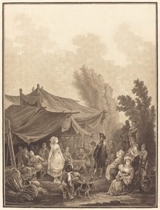 Dorpsbruiloft, 1785 door Charles Melchior Descourtis