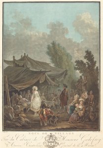 Dorpsbruiloft, 1785 door Charles Melchior Descourtis