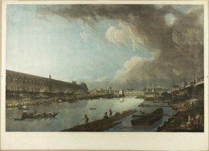 Uitzicht op de Tuilerieën, het Louvre en de Pont Neuf