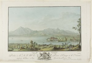 Uitzicht vanaf Schadau over het meer van Thun