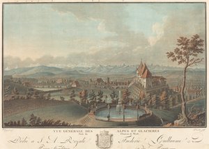 Algemeen uitzicht op de Alpen en gletsjers door Charles Melchior Descourtis