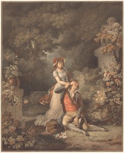 De Verraste Minnaar door Charles Melchior Descourtis after Jean Frederic Schall