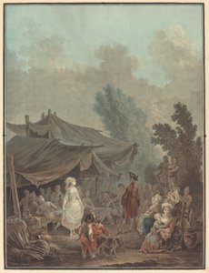 Dorpsbruiloft door Charles Melchior Descourtis after Nicolas Antoine Taunay