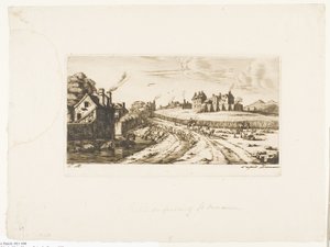 Ingang naar de Buitenwijk van Saint-Marceau, Parijs door Charles Meryon