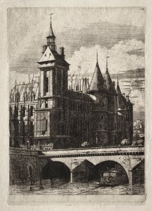 Etsen van Parijs: De Klokkentoren, 1852 door Charles Meryon