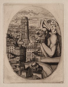 Etsen van Parijs: De Waterspuwer, 1853 door Charles Meryon