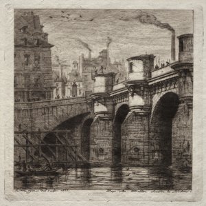 Etsen van Parijs: De Nieuwe Brug door Charles Meryon