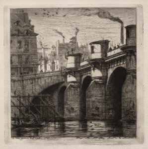 Etsen van Parijs: De Nieuwe Brug door Charles Meryon