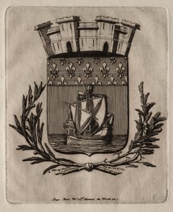 Etsen van Parijs: De Symbolische Wapens van de Stad Parijs door Charles Meryon