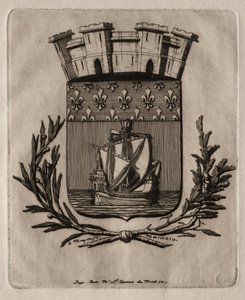 Etsen van Parijs: De Symbolische Wapens van de Stad Parijs, 1854 door Charles Meryon