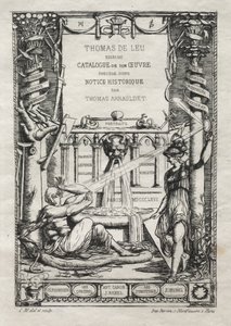 Frontispice voor een catalogus van de gravures van Thomas de Leu, 1866 door Charles Meryon
