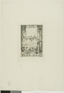 Frontispice voor de catalogus van de gravures van Thomas De Leu door Charles Meryon