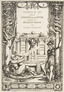 Frontispice voor de catalogus van het werk van Thomas De Leu, 1866 door Charles Meryon