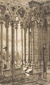 Galerij, Nôtre-Dame kathedraal, Parijs, 1853 door Charles Meryon